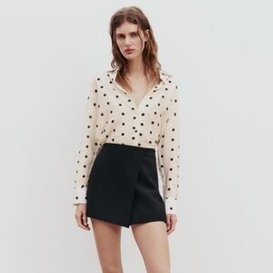 Zara button down polka dot top